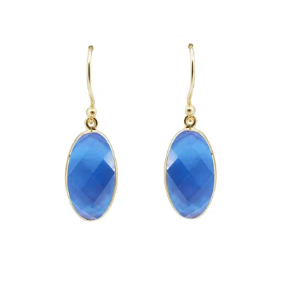 Marcia Moran Women's Blue / Gold Celia Oval Drop Stone Earrings In Multi