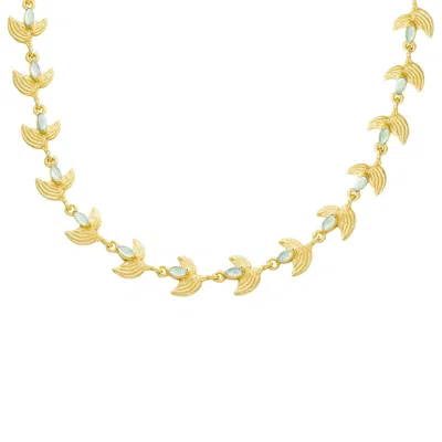 Marcia Moran Women's Blue / Gold Oria Necklace With Aqua Doublet Stone In Multi
