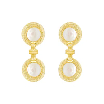 Marcia Moran Women's Gold Aral Earrings In Pearl