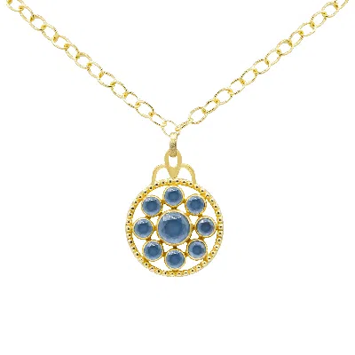 Marcia Moran Women's Gold / Blue Ambrosia Stone Medallion Necklace In Blue Sapphire Doublet