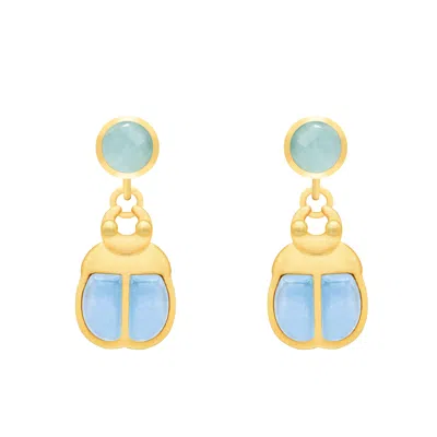 Marcia Moran Women's Gold / Blue Amren Earrings