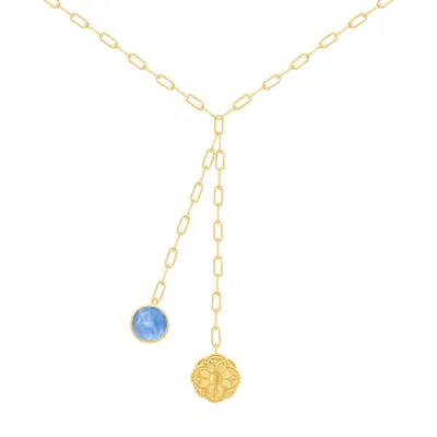Marcia Moran Women's Gold / Blue Calla Necklace In Tanzanite In Multi