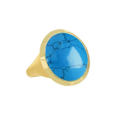 Marcia Moran Women's Gold / Blue Dalila Round Statement Ring