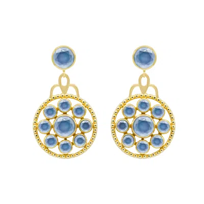 Marcia Moran Women's Gold / Blue Florentina Medallion Stone Earrings In Multi