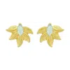 Marcia Moran Women's Gold / Blue Lili Stud Earrings With Aqua Doublet Stone In Multi