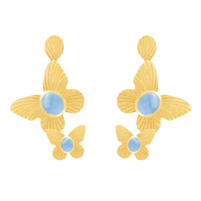Marcia Moran Women's Gold / Blue Rainy Earrings In Multi