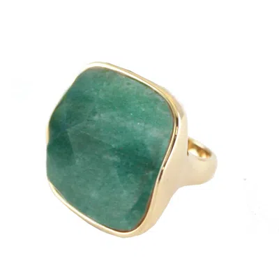 Marcia Moran Women's Gold / Green Bre Square Cocktail Ring