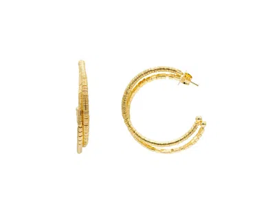 Marcia Moran Women's Gold Inaz Petite Beaded Hoop Earrings