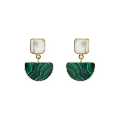 Marcia Moran Women's Gold Irina Mother Of Pearl & Malachite Earrings