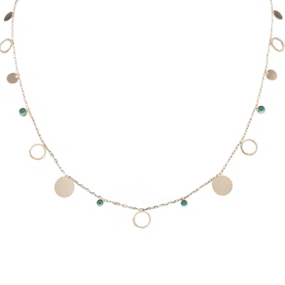 Marcia Moran Women's Gold Manhattan Short Coin Necklace In Blue Zirconia