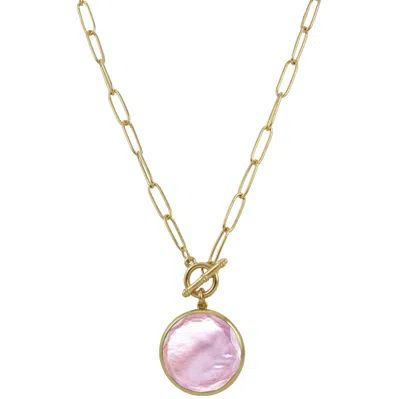 Marcia Moran Women's Gold / Pink / Purple Willowby Round Pendant Necklace In Multi