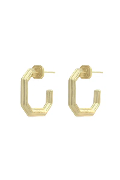 Marcia Moran Women's Gold Sabrina Textured Hoops