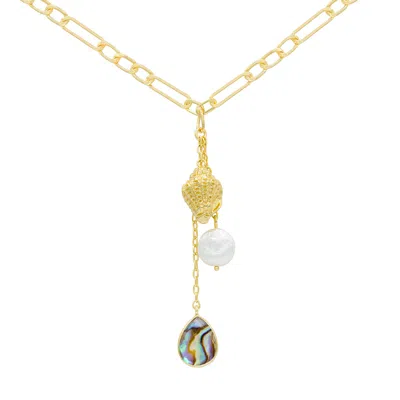 Marcia Moran Women's Gold Ula Necklace With Pearl And Abalone