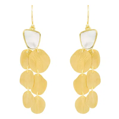 Marcia Moran Women's Gold / White Heather Gemstone Chandelier Earrings In Multi