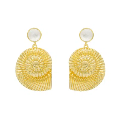 Marcia Moran Women's Gold / White Oceania  Earrings With Pearl In Multi