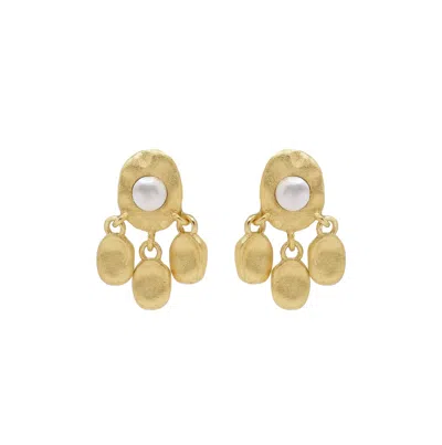 Marcia Moran Women's Gold / White Sol Delicate Earrings In Pearl