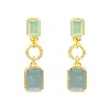 Marcia Moran Women's Green / Blue / Gold Indra Earrings In Green Amethyst And Blue Saphire Doublet