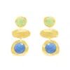 Marcia Moran Women's Green / Blue / Gold Seona Earrings In Greeen Amethyst With Tanzanite In Multi