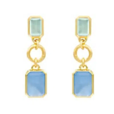 Marcia Moran Women's Green / Blue Indra Earrings In Aqua And Tanzanite