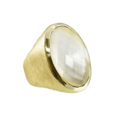 Marcia Moran Women's Large Oval Statement Ring In Mother Of Pearl In Multi