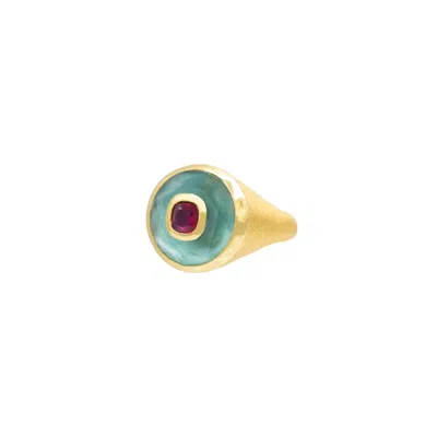 Marcia Moran Women's Red Annie Ring - Blue Topaz And Fucsia