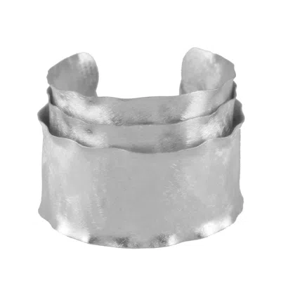 Marcia Moran Women's Silver Sandelle Layered Statement Cuff Rhodium Plated