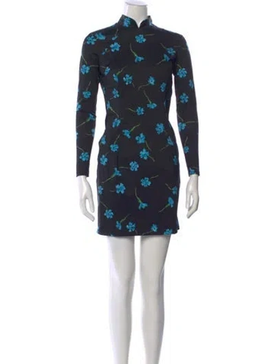 Pre-owned Marcia Printed Mini Dress In Black