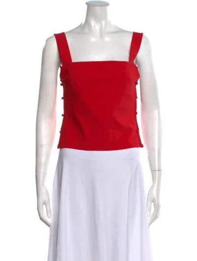 Pre-owned Marcia Square Neckline Sleeveless Top In Red