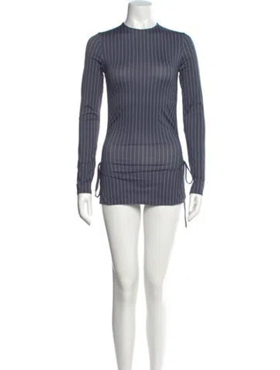 Pre-owned Marcia Striped Mini Dress In Blue