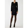 Marciano Adele Logo Jacquard Long Sleeve Chenille Sweater Dress In Black