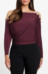 Marciano Adri Off The Shoulder Knit Top In Red