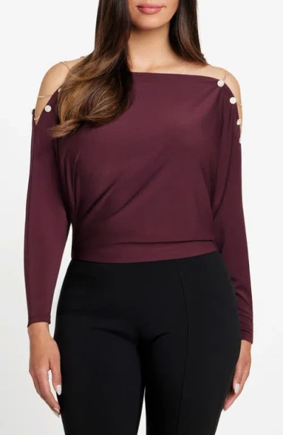 Marciano Adri Off The Shoulder Knit Top In Red