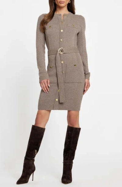 Marciano Afrah Long Sleeve Sweater Dress In Gray