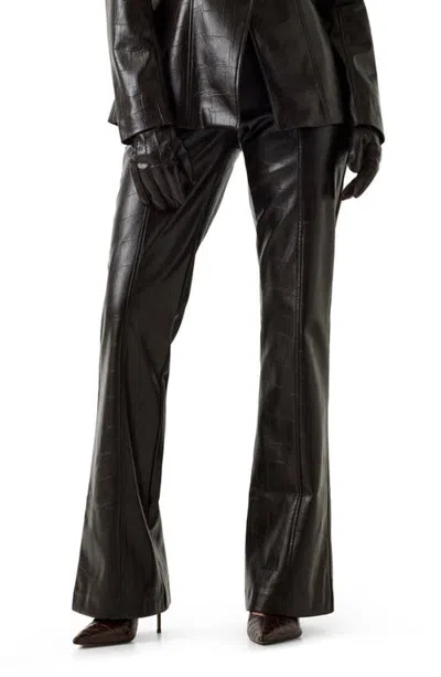 Marciano Alessandria Croc Embossed Faux Leather Bootcut Pants In A10k-dark