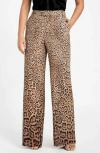 Marciano Amy Leopard Print Wide Leg Pants In Brown