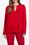 Marciano Anita Keyhole Pleated Top In Red