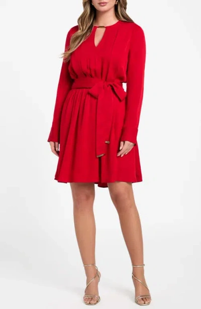 Marciano Anita Pleated Long Sleeve Dress In Red