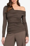 Marciano Astrid Shirred Asymmetric Top In Black