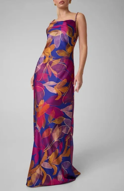 Marciano Autumn Printed Maxi Dress In Blue