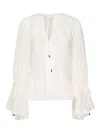 Marciano Neck-tie Flared-sleeve Blouse In White