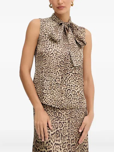 Marciano Bow Leopard-print Bliouse In Animal Print