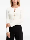 Marciano Button Ribbed Sweater In White