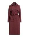 Marciano By Guess Woman Coat Burgundy Size 12 Polyester, Wool, Viscose In Red