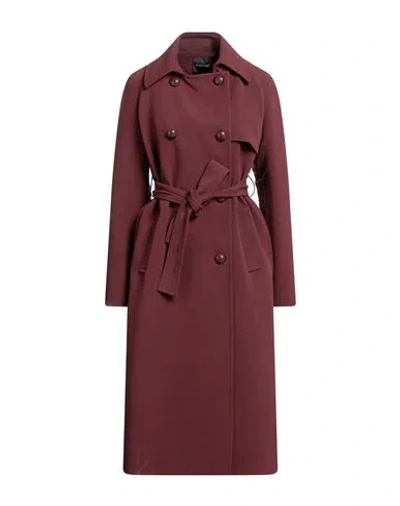 Marciano By Guess Woman Coat Burgundy Size 12 Polyester, Wool, Viscose In Red