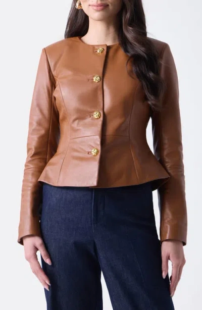 Marciano Cara Leather Jacket In Brown