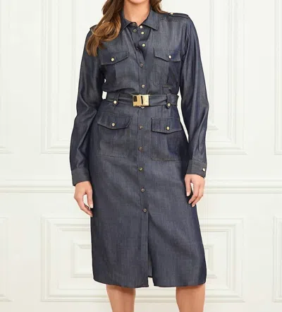 Marciano Carla Safari Denim Midi Dress In Blue