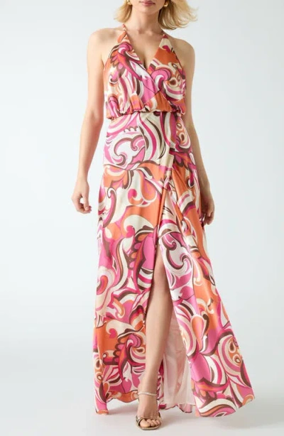 Marciano Carmen Sleeveless Halter Maxi Dress In Multi