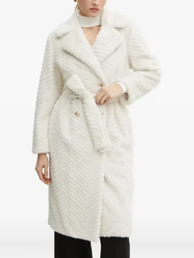Marciano Chevron Belted Coat In Neutral