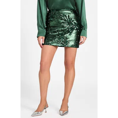 Marciano Daisy Sequin Miniskirt In Green