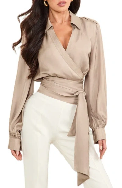 Marciano Dorian Wrap Top In Brown